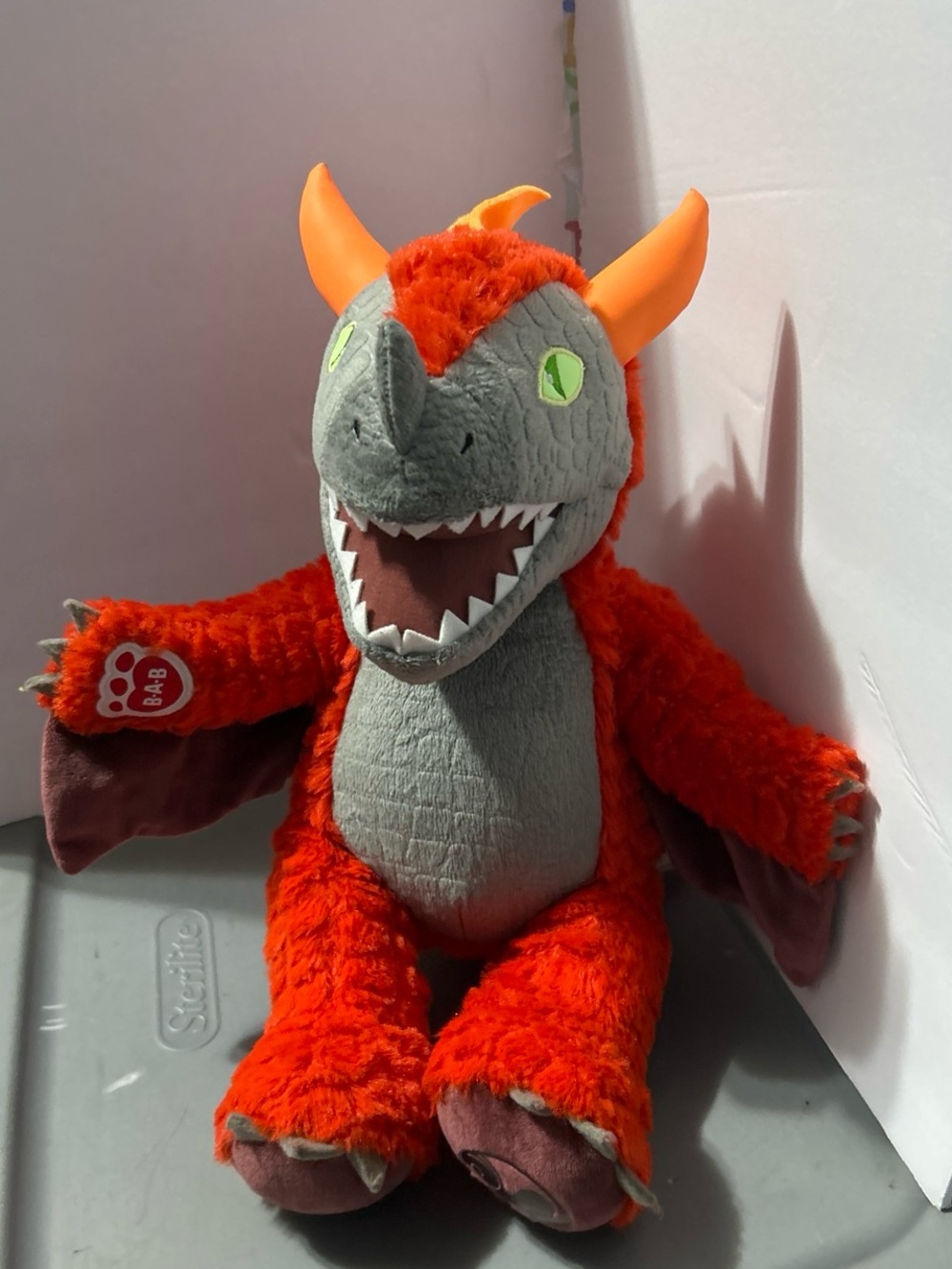 Build-A-Bear Orange and Gray Dragon Plush